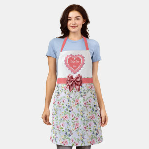 Tablier Élégant Motif d'aquarelle fleurie de printemps col