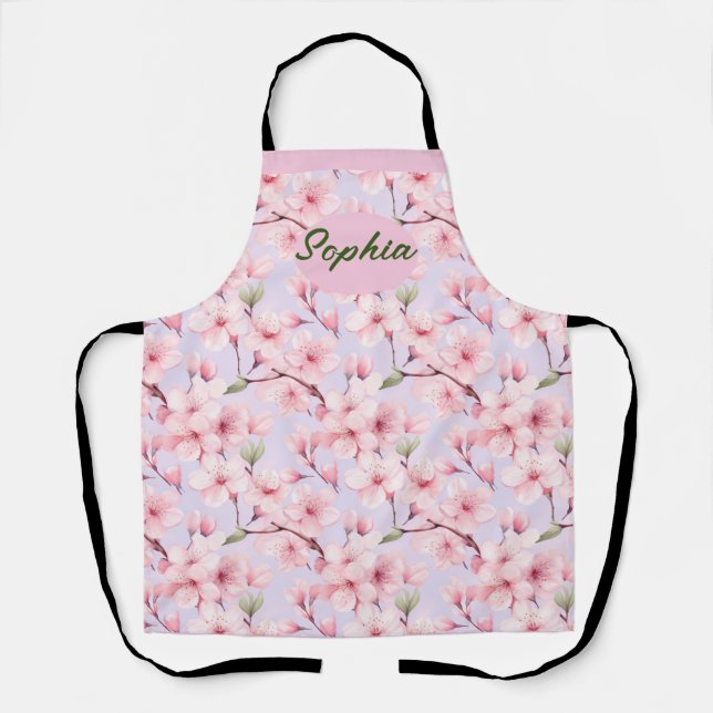 Tablier Elégant Motif Fleurs Roses - Parfait pour tout Occ (Recto)