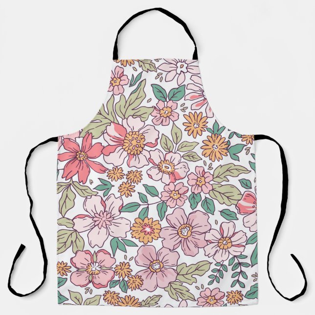 Tablier Elégant motif floral dans petite fleur dessinée à  (Recto)