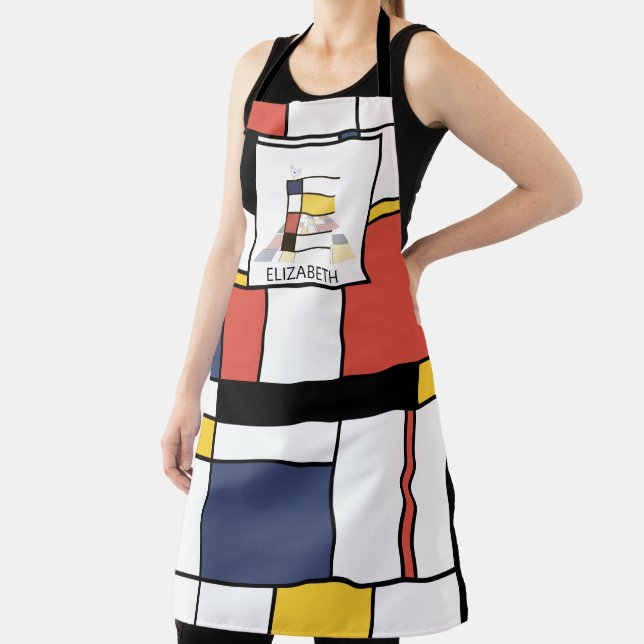 Tablier Élégant Neoplasticisme Style Monogramme. Lettre E (Insitu)