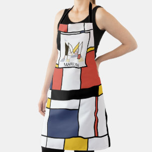 Tablier Élégant Neoplasticisme Style Monogramme. Lettre M