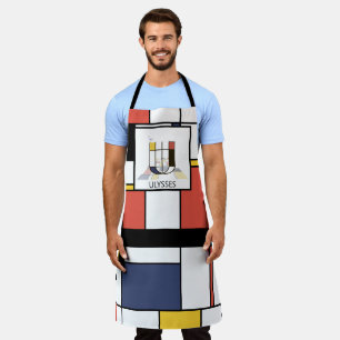 Tablier Élégant Neoplasticisme Style Monogramme. Lettre U