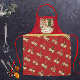 Tablier Élégant Noël Personnalisé Rouge Foncé Grand Format
