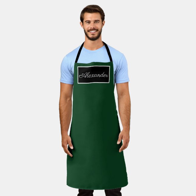 Tablier Elégant Nom Vert Homme Moderne Simple Chic (Porté)