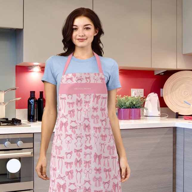 Tablier Elegant Pink Bows and Coquette Chic Trendy Apron (Créateur téléchargé)