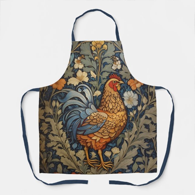 Tablier Élégant poulet William Morris Inspiré Floral (Recto)