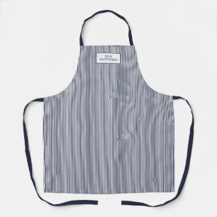 Tablier Élégant Rayure Bleu Marine Nom Classique