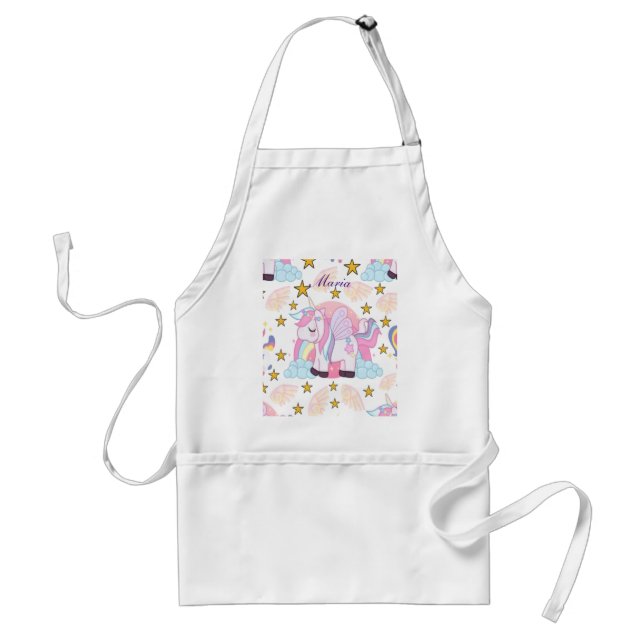 Tablier Élégant rose violet or étoile Unicorne Nom Apron (Devant)