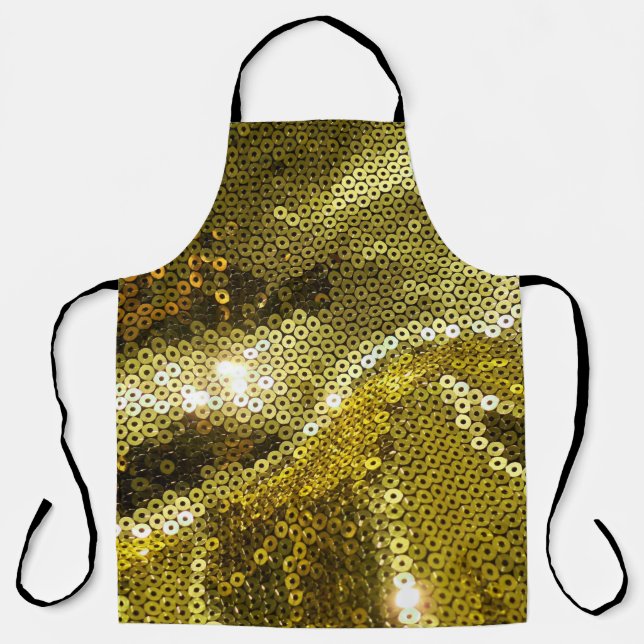 Tablier Élégant tissu pétillant à paillettes en gros plan. (Recto)
