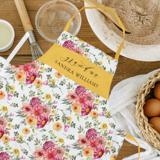 Tablier Elegant  Trendy Floral Grace Grandma Typography 