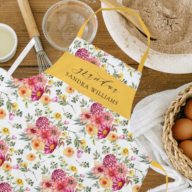 Tablier Elegant  Trendy Floral Grace Grandma Typography  (Créateur téléchargé)