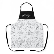 Elegant Wildflower Black White Custom Name