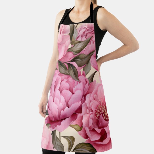Tablier Elégante Aquarelle Peony Flowers (Insitu)