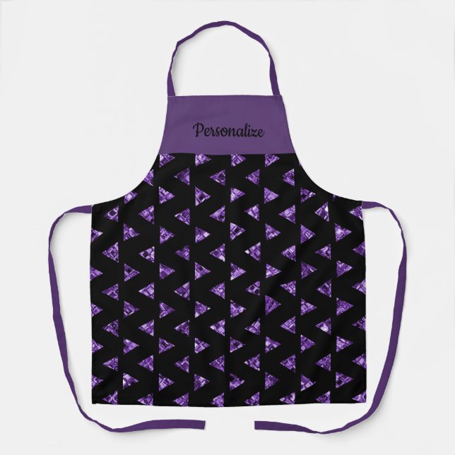 Tablier Elégante Black Purple Triangle Gem Girly (Recto)