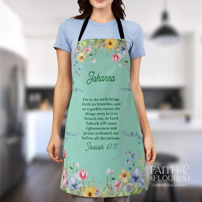 Tablier Élégante écriture Fleur sauvage personnalisée (Créateur téléchargé)