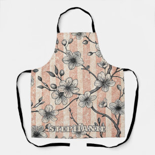 Tablier Elégante Fleur de Cerise Sakura - Rose & Blanc