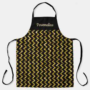 Tablier Elégante Parties scintillant d'or noir Chevron Mot