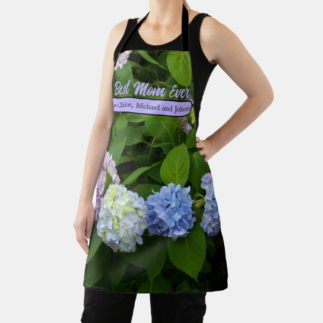 Tablier Elégantes hydrangées florales violettes bleues (Insitu)