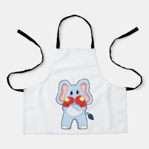 Tablier Eléphant à la boxe avec gants de boxe