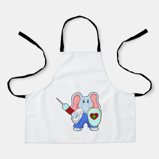 Tablier Eléphant à la vaccination avec seringue (Recto)
