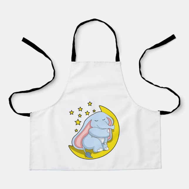 Tablier Eléphant avec lune et étoiles (Recto)