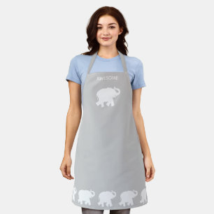 Tablier Éléphant blanc génial sur gris argenté