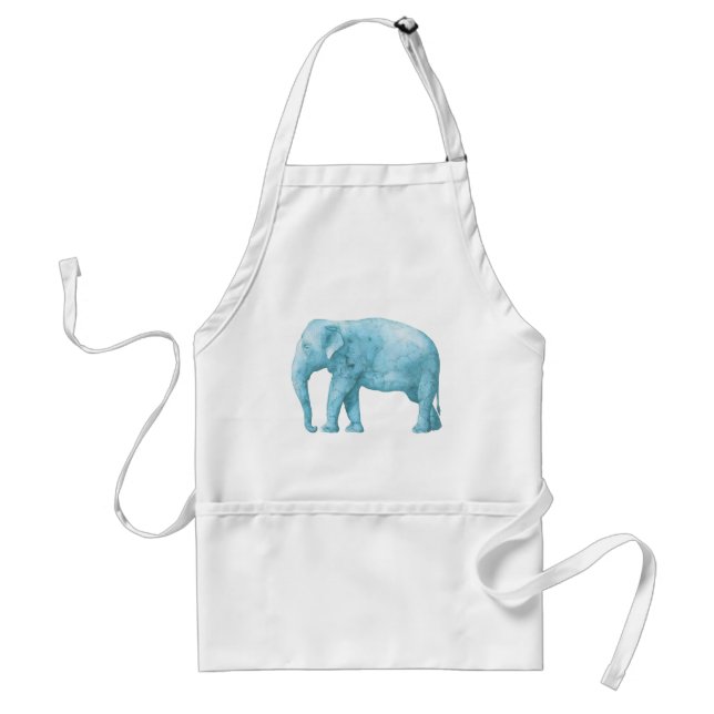 Tablier Eléphant bleu clair dans l'aquarelle (Devant)
