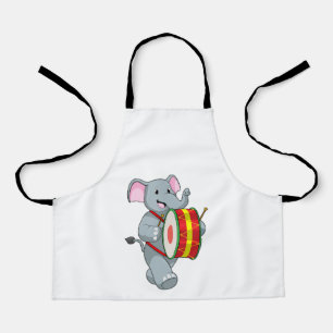 Tablier Elephant comme musicien avec tambour