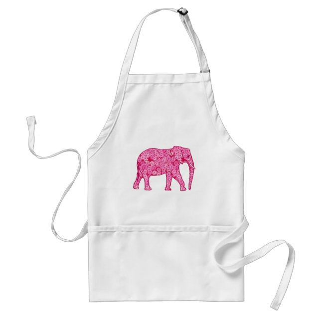 Tablier Éléphant de fleur - rose de fuchsia (Devant)