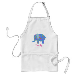 Tablier Eléphant floral bleu bleu Cute personnalisé person