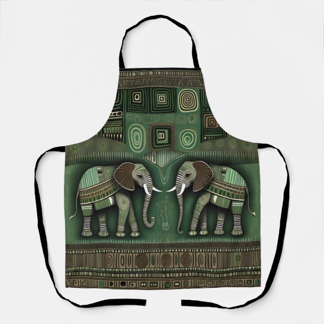 Tablier Eléphants africains contemporains - Design (Recto)