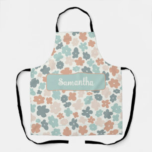 Tablier Empreinte de fleurs pastel retro Boho
