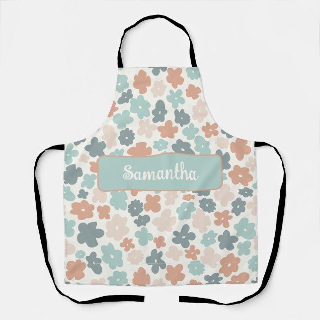Tablier Empreinte de fleurs pastel retro Boho (Recto)