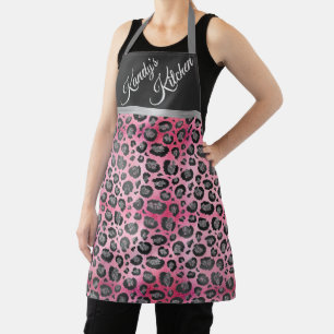 Tablier Empreinte de léopard Glittery sur brillant rose ch