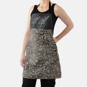 Tablier Empreinte de léopard Glittery sur Glossy Grey  