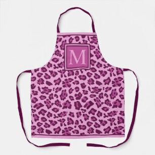 Tablier Empreinte de léopard rose foncé personnalisé