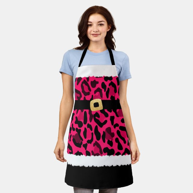 Tablier Empreinte de léopard rose Noël Costume de Noël (Porté)