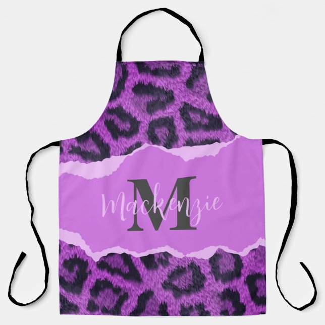 Tablier Empreinte de léopard violet (Recto)