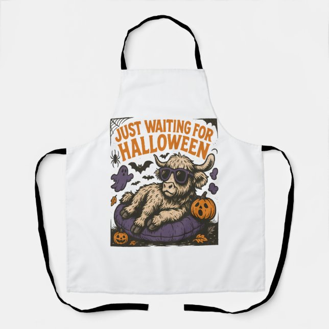Tablier En attente de la vache Halloween Highland (Recto)