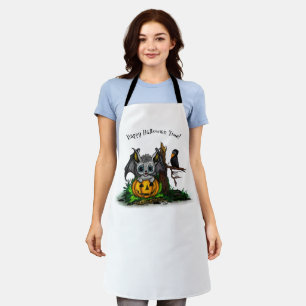 Tablier En attente d'Halloween, Bat mignonne et Corbeau