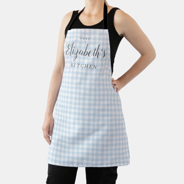 Tablier en vichy bleu vérifier la cuisine personnalisée de (Insitu)