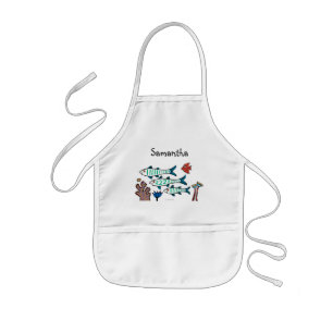 Tablier Enfant 1, 2, 3 poissons avec de petits poissons et corail