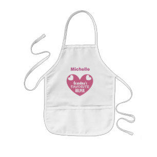 Tablier Enfant Aide préférée de grand-mère avec nom PINK Heart V1