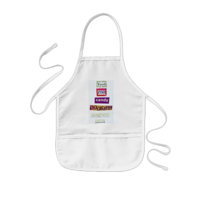 Tablier Enfant alimentez-moi la pizza de spaghetti de biscuits de (Devant)