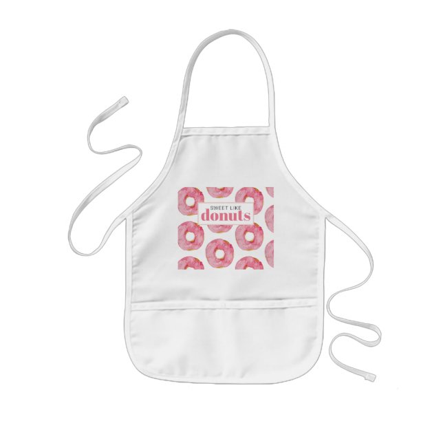 Tablier Enfant Aquarelle rose moderne douce comme les beignets Ci (Devant)