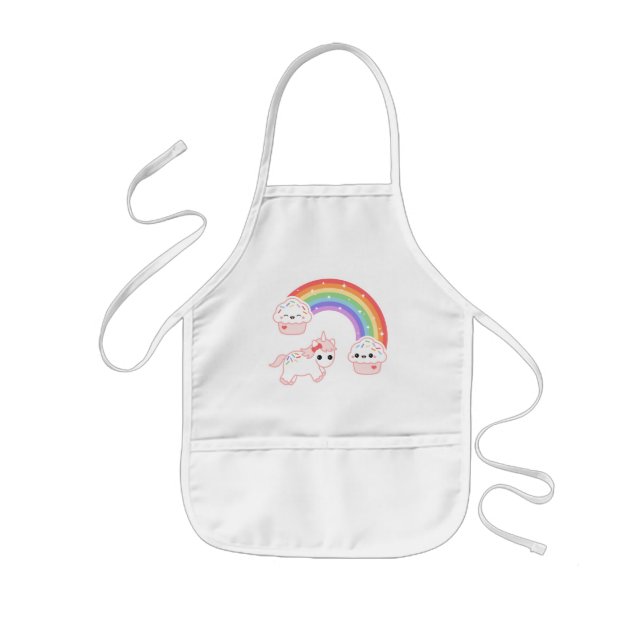 Tablier Enfant Arc-en-ciel de petit gâteau de licorne (Devant)