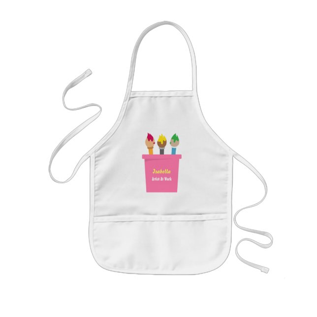 Tablier Enfant Artiste au travail pinceaux tablier Personnalisé (Devant)