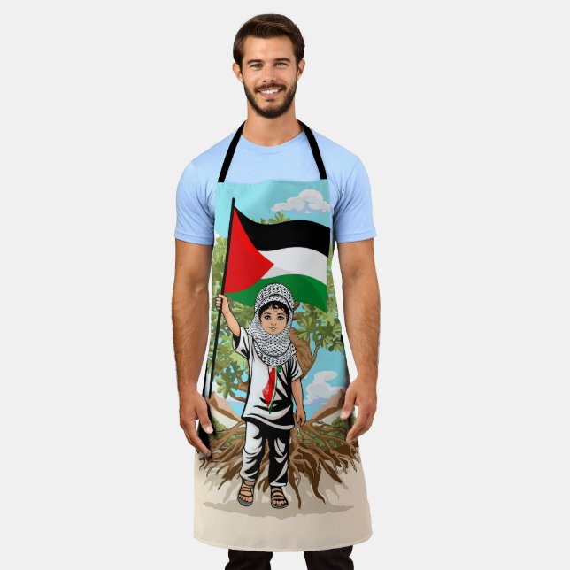 Tablier Enfant avec le drapeau de Keffiyeh Palestine (Porté)