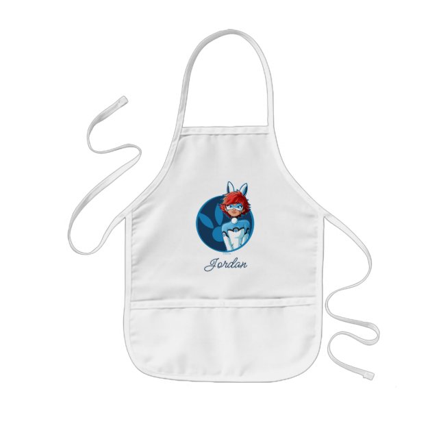 Tablier Enfant Badge Bleu Bunnyx (Devant)