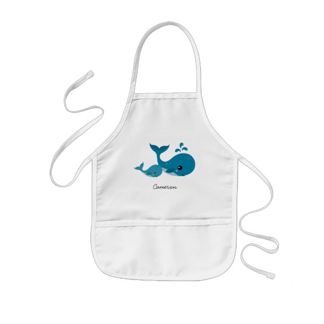 Tablier Enfant Baleines mignonnes et tablier nommé personnalisé (Devant)